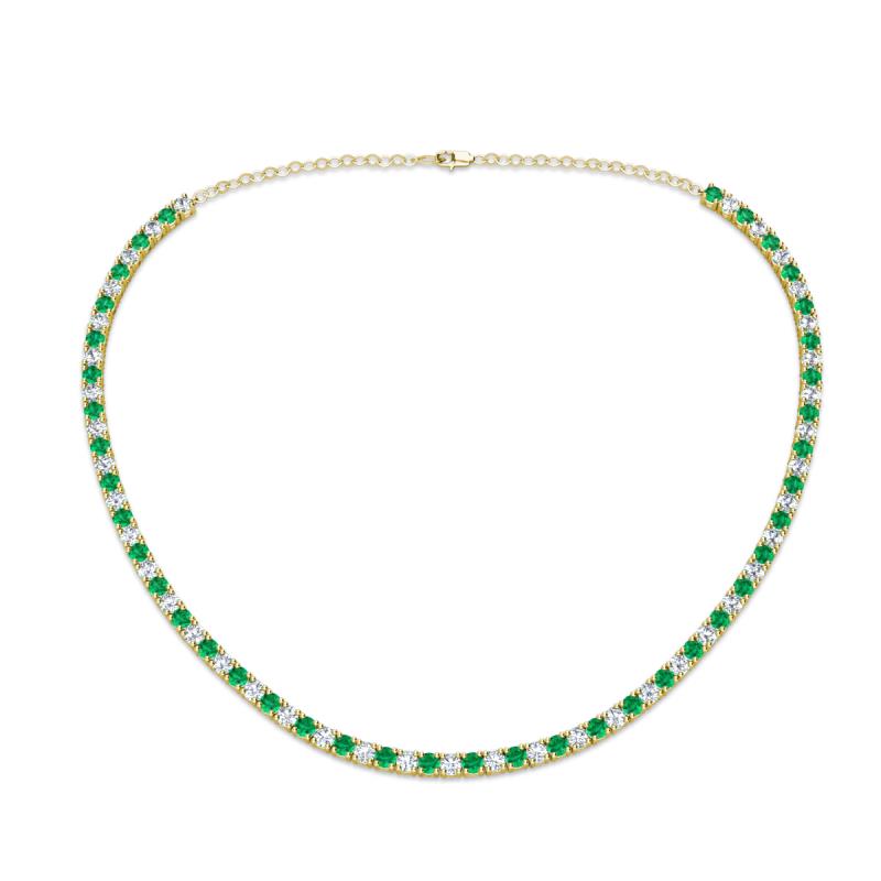 Gracelyn 2.70 mm Round Diamond and Emerald Adjustable Tennis Necklace 