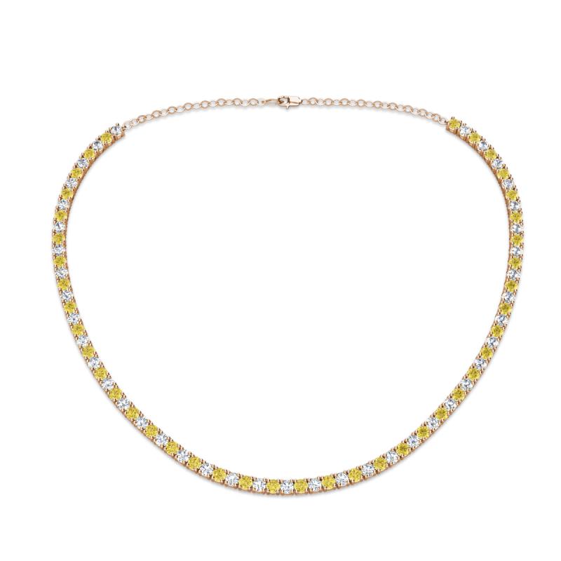Gracelyn 2.70 mm Round Diamond and Yellow Sapphire Adjustable Tennis Necklace 