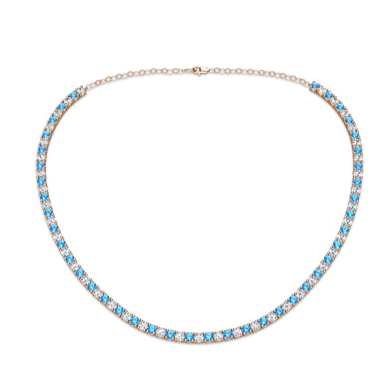 Gracelyn 2.70 mm Round Diamond and Blue Topaz Adjustable Tennis Necklace 