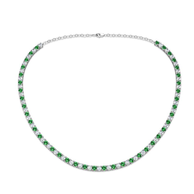 Gracelyn 2.70 mm Round Diamond and Green Garnet Adjustable Tennis Necklace 