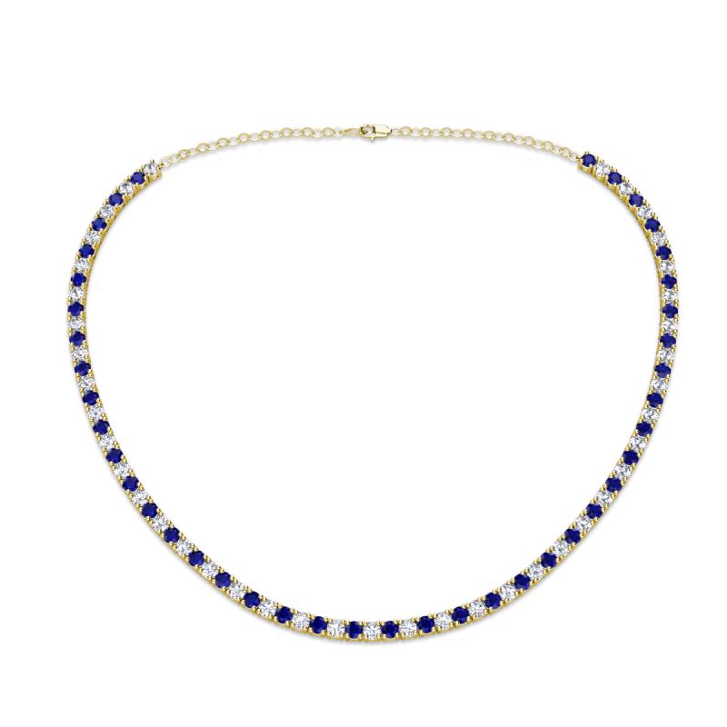 Gracelyn 2.70 mm Round Lab Grown Diamond and Blue Sapphire Adjustable Tennis Necklace 