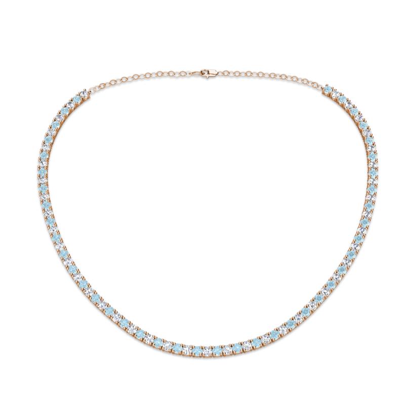 Gracelyn 2.70 mm Round Lab Grown Diamond and Aquamarine Adjustable Tennis Necklace 