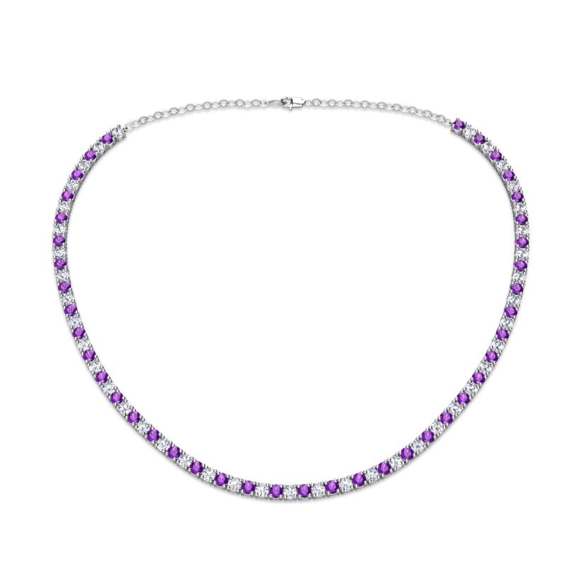 Gracelyn 2.70 mm Round Lab Grown Diamond and Amethyst Adjustable Tennis Necklace 