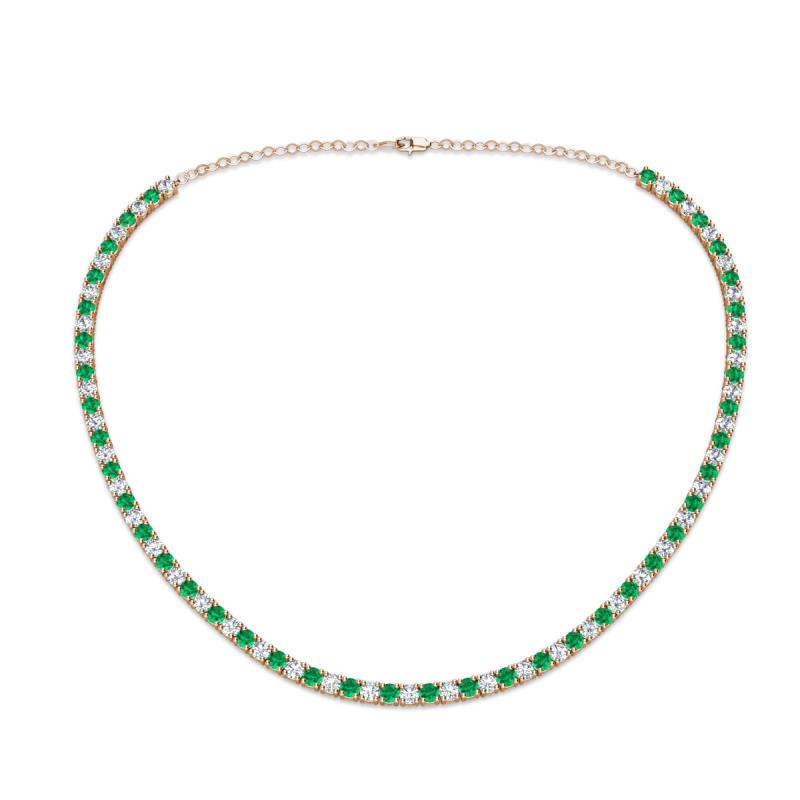 Gracelyn 2.70 mm Round Lab Grown Diamond and Emerald Adjustable Tennis Necklace 