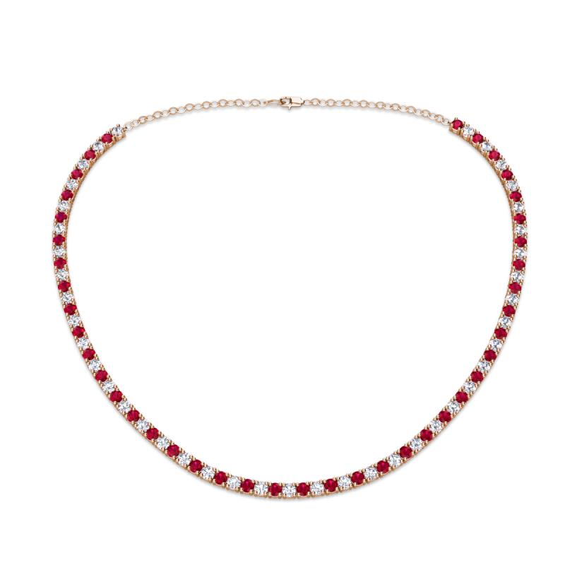 Gracelyn 2.70 mm Round Lab Grown Diamond and Ruby Adjustable Tennis Necklace 