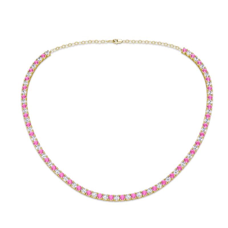 Gracelyn 2.70 mm Round Lab Grown Diamond and Pink Sapphire Adjustable Tennis Necklace 