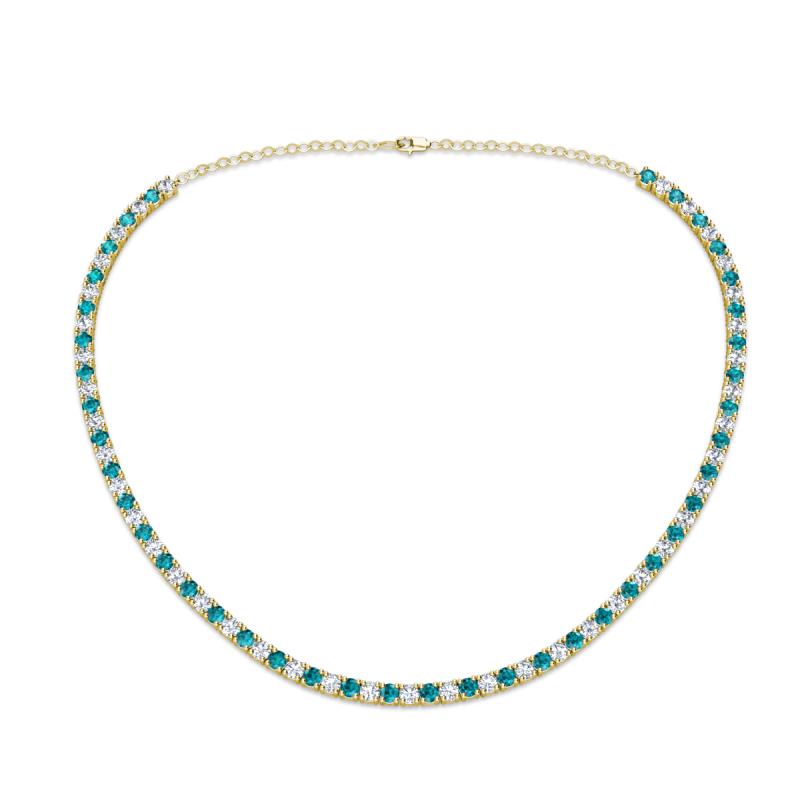 Gracelyn 2.70 mm Round Lab Grown Diamond and London Blue Topaz Adjustable Tennis Necklace 