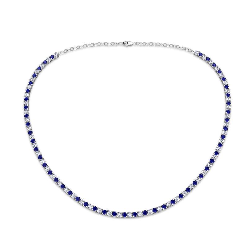 Gracelyn 2.20 mm Round Diamond and Blue Sapphire Adjustable Tennis Necklace 