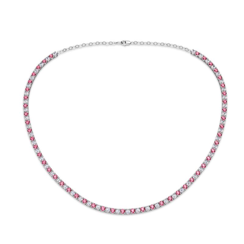 Gracelyn 2.20 mm Round Diamond and Pink Tourmaline Adjustable Tennis Necklace 