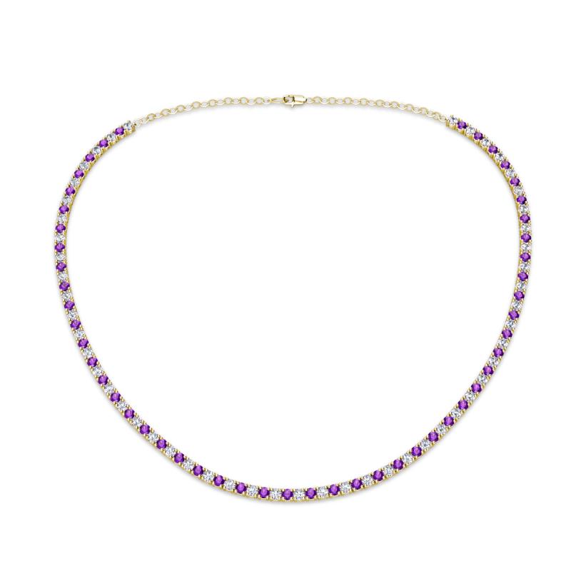 Gracelyn 2.20 mm Round Diamond and Amethyst Adjustable Tennis Necklace 