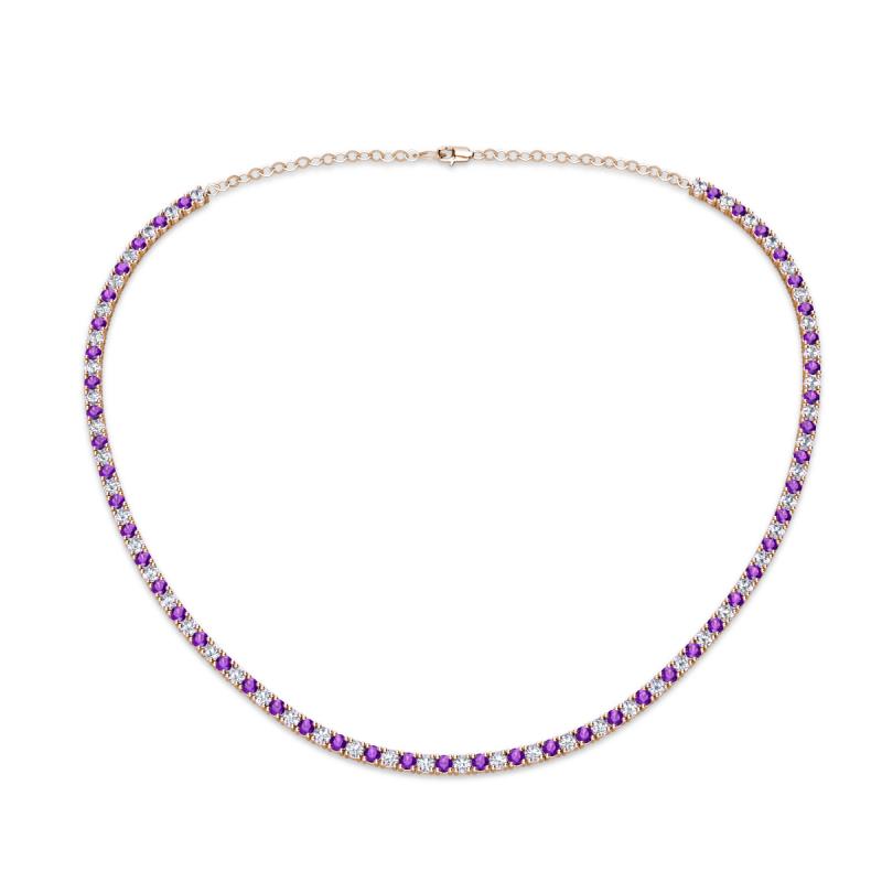 Gracelyn 2.20 mm Round Diamond and Amethyst Adjustable Tennis Necklace 