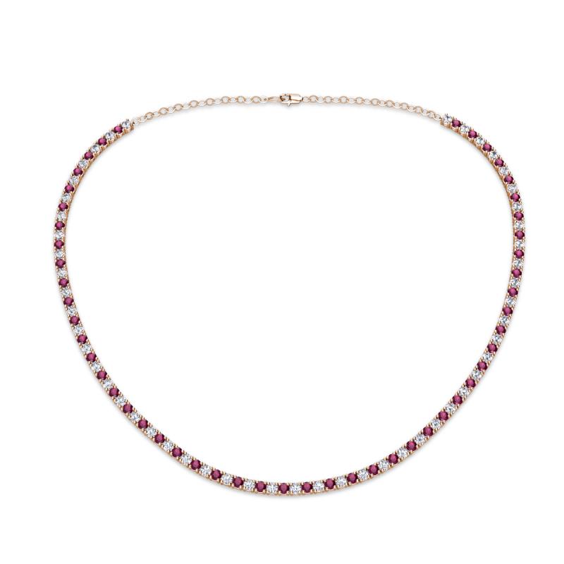 Gracelyn 2.20 mm Round Diamond and Rhodolite Garnet Adjustable Tennis Necklace 