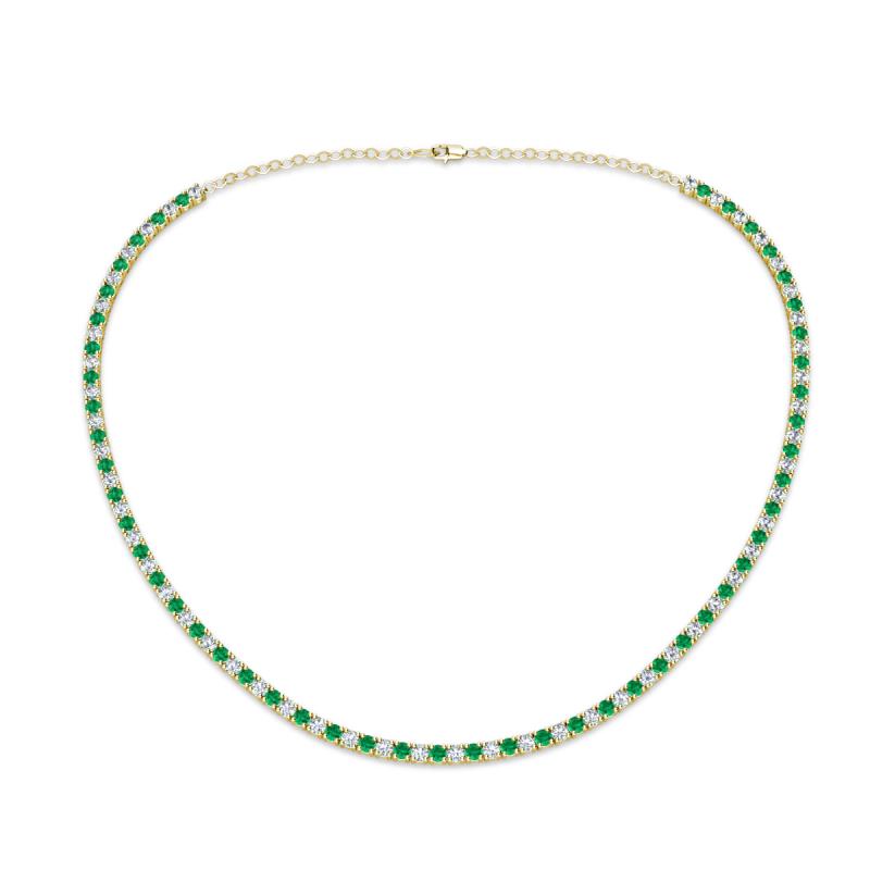 Gracelyn 2.20 mm Round Diamond and Emerald Adjustable Tennis Necklace 