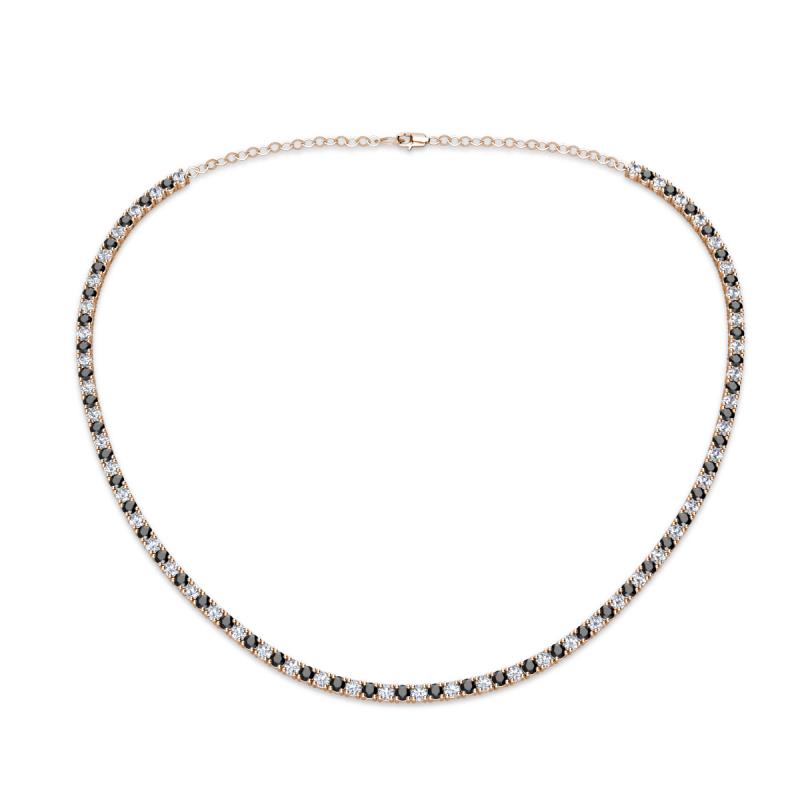 Gracelyn 2.20 mm Round Black and White Diamond Adjustable Tennis Necklace 
