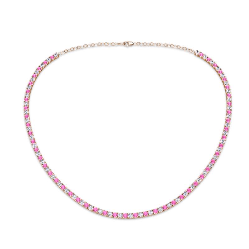 Gracelyn 2.20 mm Round Diamond and Pink Sapphire Adjustable Tennis Necklace 