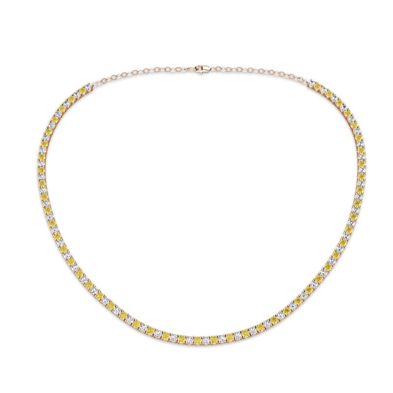 Gracelyn 2.20 mm Round Diamond and Yellow Sapphire Adjustable Tennis Necklace 