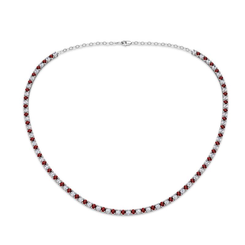 Gracelyn 2.20 mm Round Diamond and Red Garnet Adjustable Tennis Necklace 