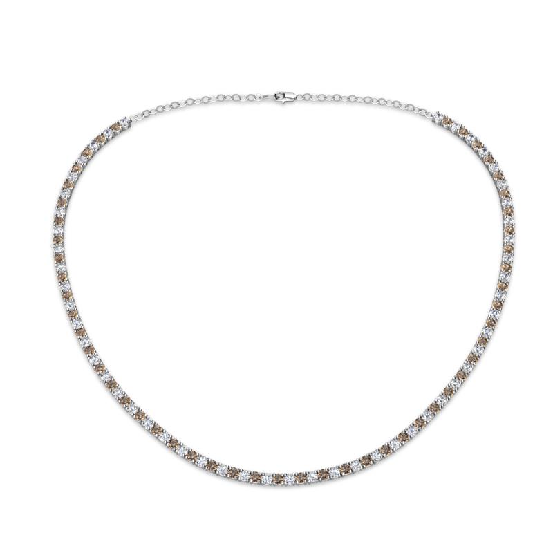 Gracelyn 2.20 mm Round Diamond and Smoky Quartz Adjustable Tennis Necklace 