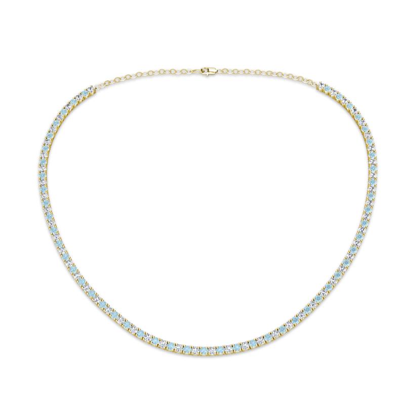 Gracelyn 2.20 mm Round Lab Grown Diamond and Aquamarine Adjustable Tennis Necklace 