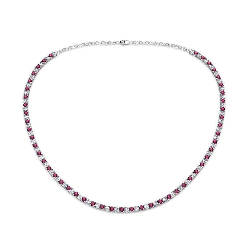 Gracelyn 2.20 mm Round Lab Grown Diamond and Rhodolite Garnet Adjustable Tennis Necklace 
