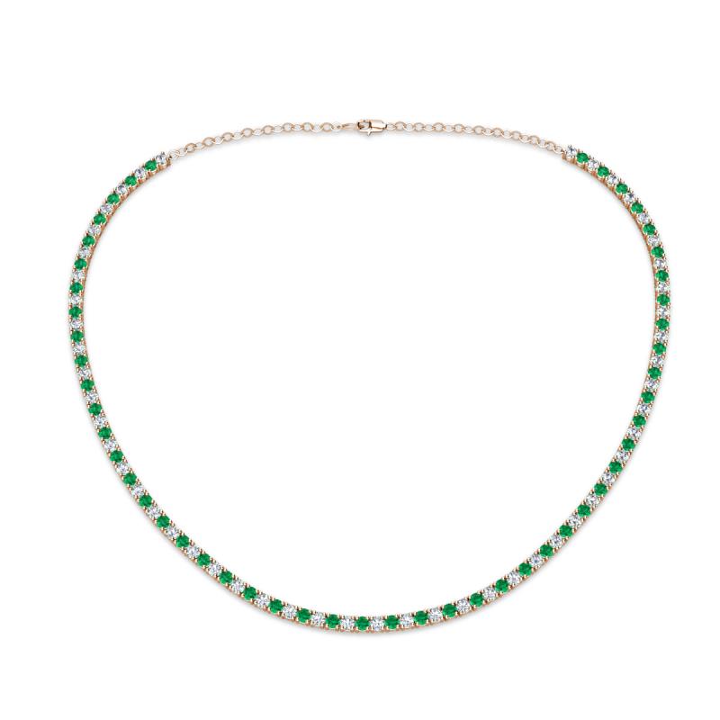 Gracelyn 2.20 mm Round Lab Grown Diamond and Emerald Adjustable Tennis Necklace 