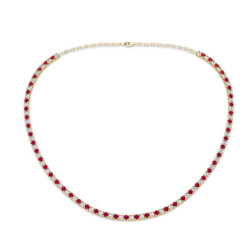 Gracelyn 2.20 mm Round Lab Grown Diamond and Ruby Adjustable Tennis Necklace 