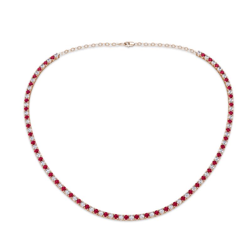 Gracelyn 2.20 mm Round Lab Grown Diamond and Ruby Adjustable Tennis Necklace 