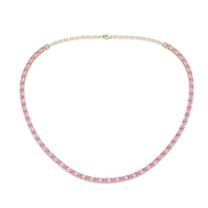 Gracelyn 2.20 mm Round Lab Grown Diamond and Pink Sapphire Adjustable Tennis Necklace 