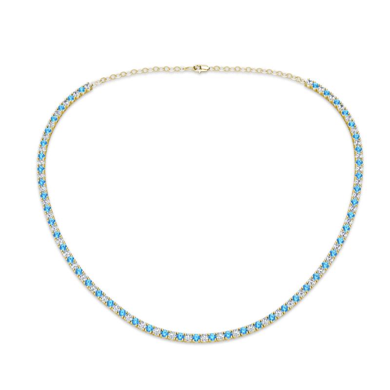 Gracelyn 2.20 mm Round Lab Grown Diamond and Blue Topaz Adjustable Tennis Necklace 