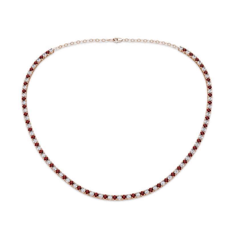 Gracelyn 2.20 mm Round Lab Grown Diamond and Red Garnet Adjustable Tennis Necklace 