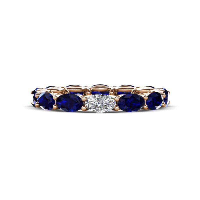 Madison 5x3 mm Oval Diamond and Blue Sapphire Eternity Band 