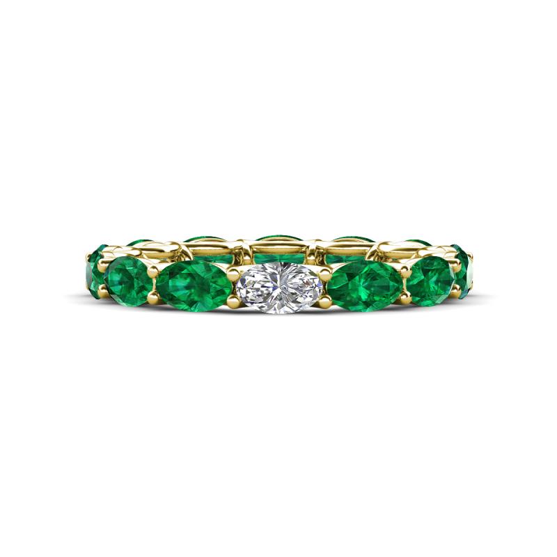 Madison 5x3 mm Oval Lab Grown Diamond and Emerald Eternity Band 