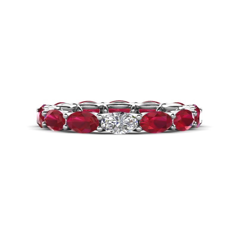 Madison 5x3 mm Oval Lab Grown Diamond and Ruby Eternity Band 