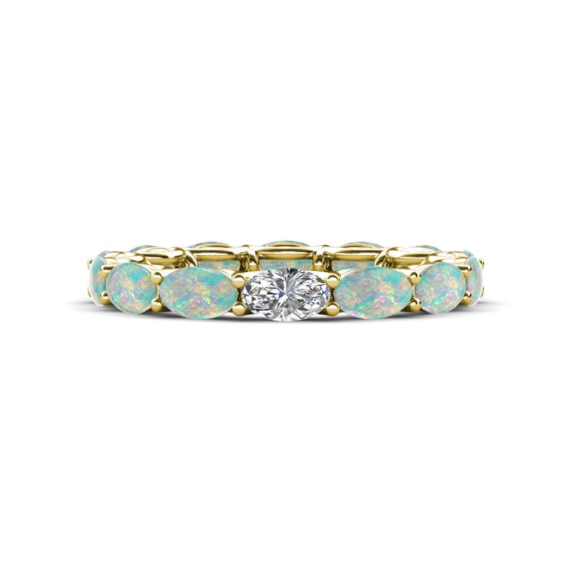 Madison 5x3 mm Oval Lab Grown Diamond and Opal Eternity Band 