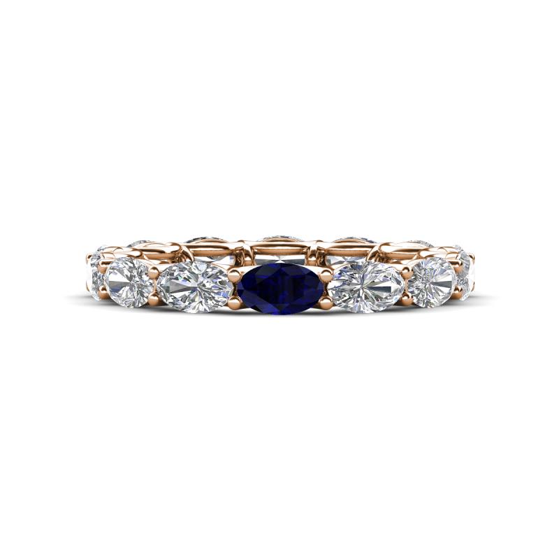 Madison 5x3 mm Oval Diamond and Blue Sapphire Eternity Band 