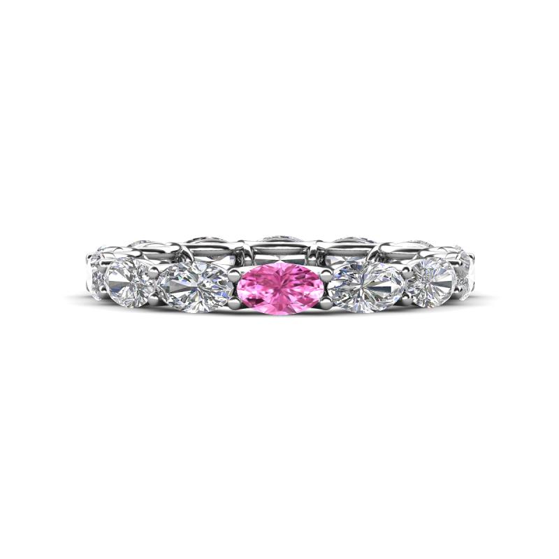 Madison 5x3 mm Oval Diamond and Pink Sapphire Eternity Band 