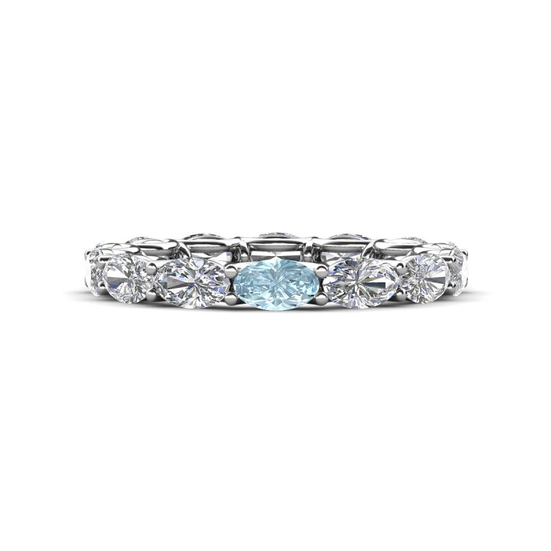 Madison 5x3 mm Oval Diamond and Aquamarine Eternity Band 