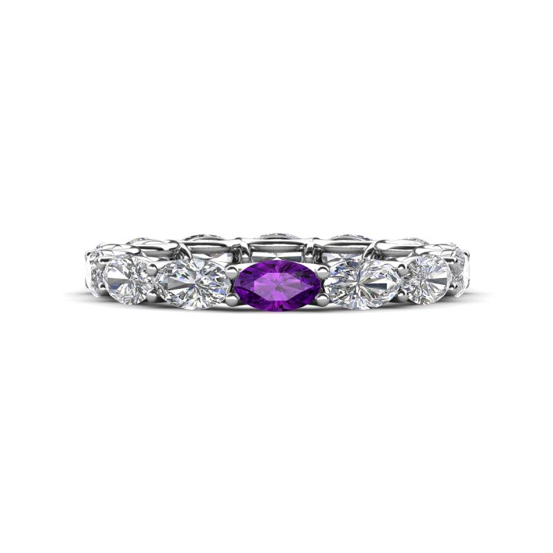 Madison 5x3 mm Oval Diamond and Amethyst Eternity Band 