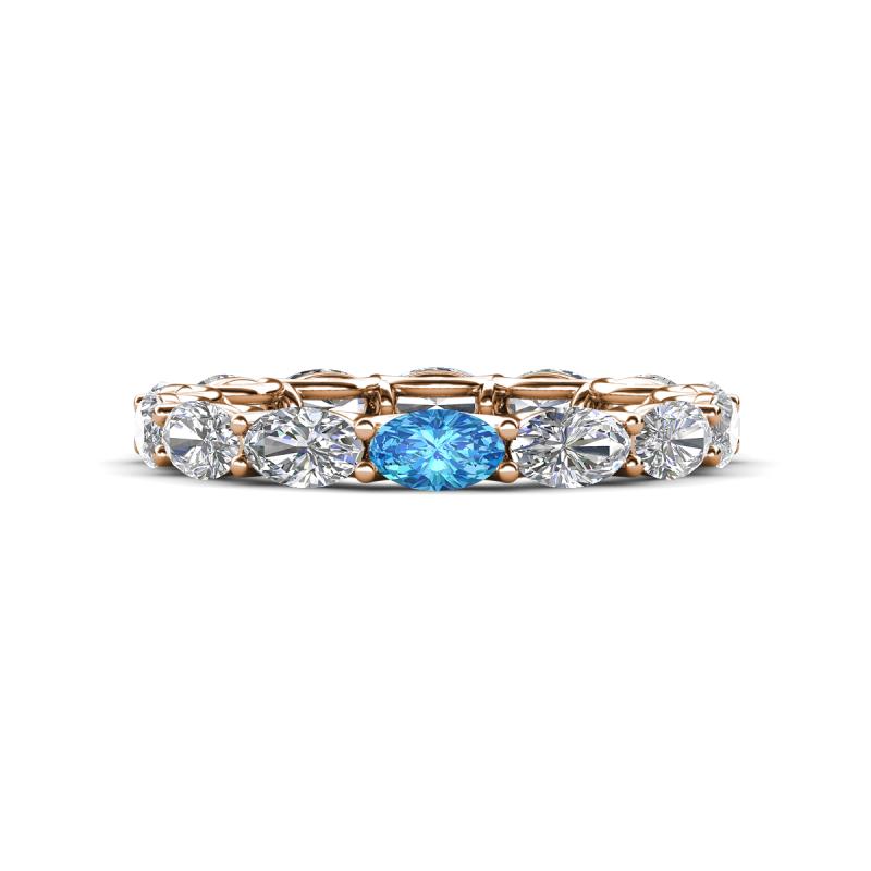 Madison 5x3 mm Oval Diamond and Blue Topaz Eternity Band 