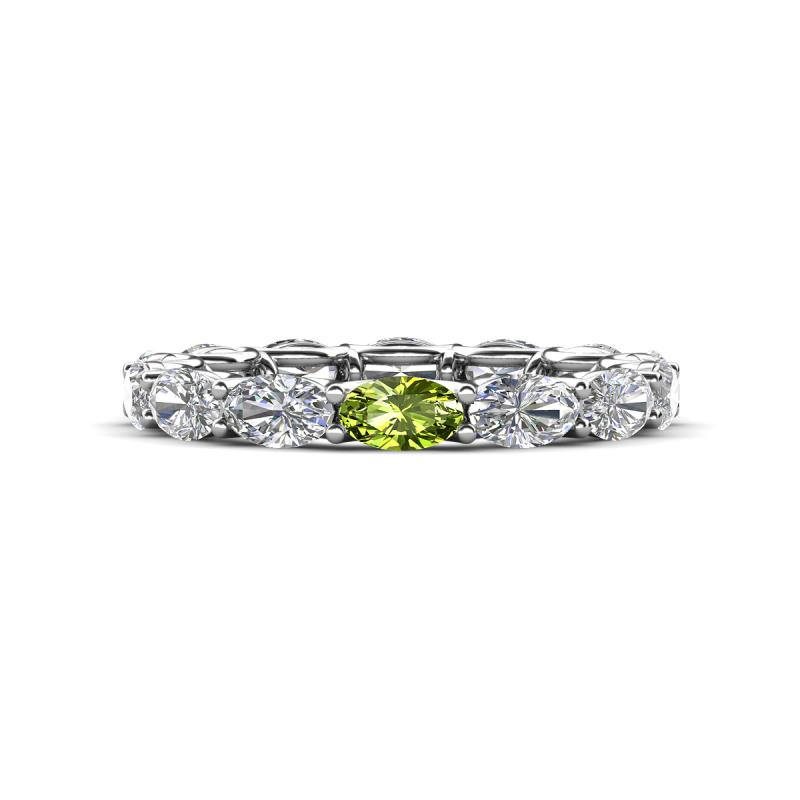 Madison 5x3 mm Oval Diamond and Peridot Eternity Band 