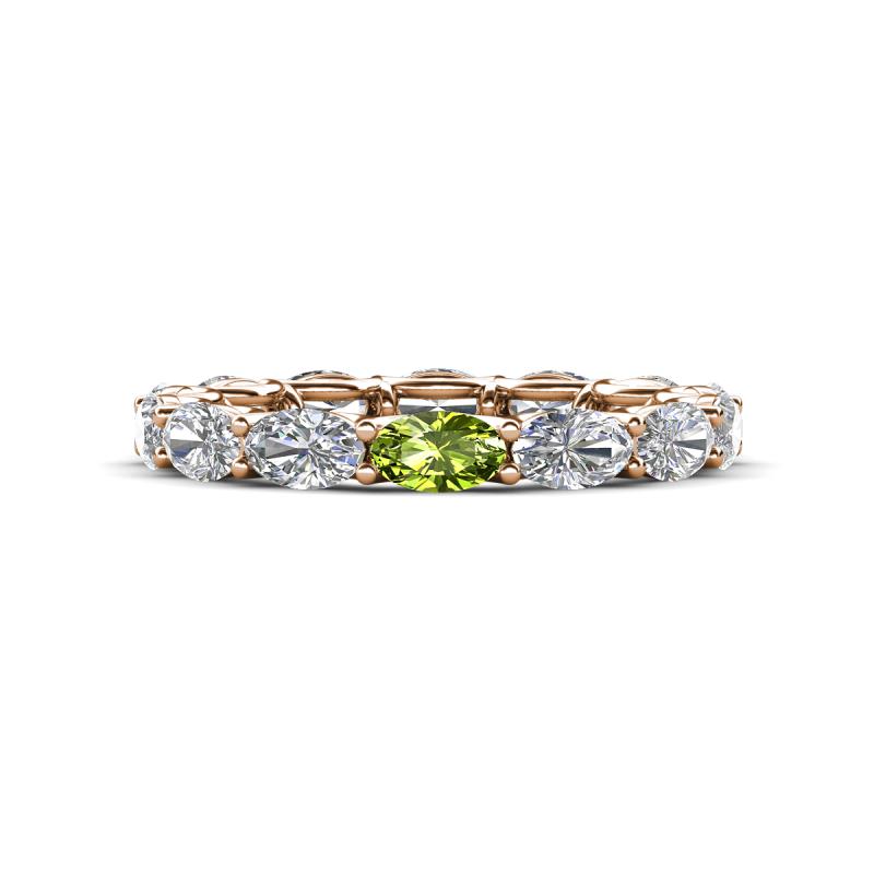 Madison 5x3 mm Oval Diamond and Peridot Eternity Band 