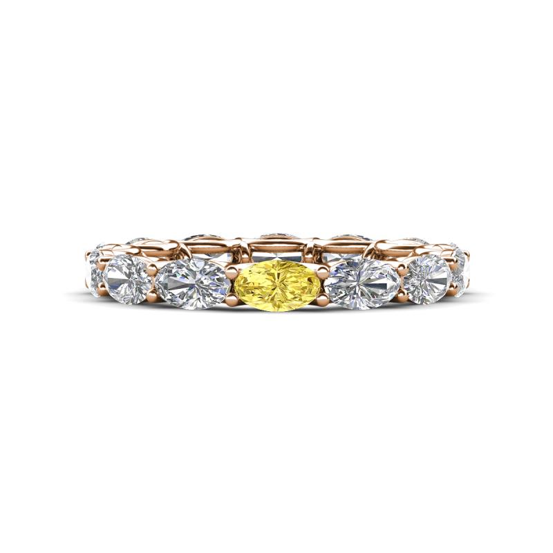 Madison 5x3 mm Oval Diamond and Yellow Sapphire Eternity Band 