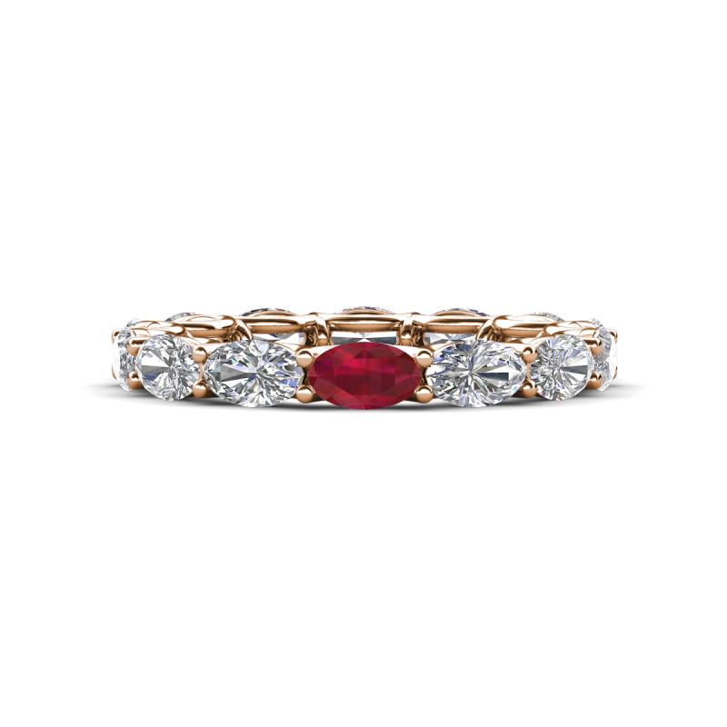 Madison 5x3 mm Oval Diamond and Ruby Eternity Band 