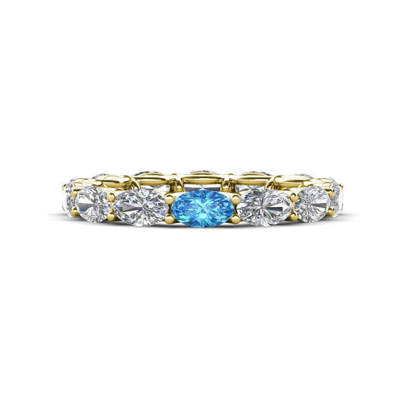 Madison 5x3 mm Oval Diamond and Blue Topaz Eternity Band 