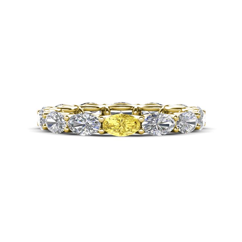 Madison 5x3 mm Oval Diamond and Yellow Sapphire Eternity Band 