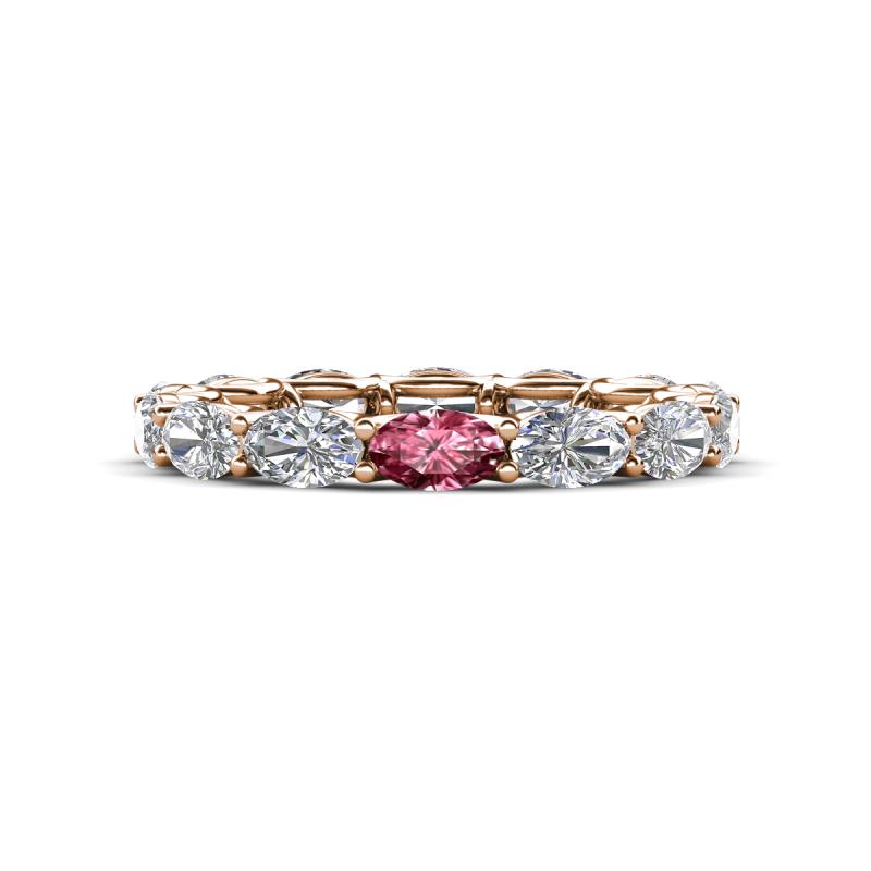 Madison 5x3 mm Oval Diamond and Pink Tourmaline Eternity Band 