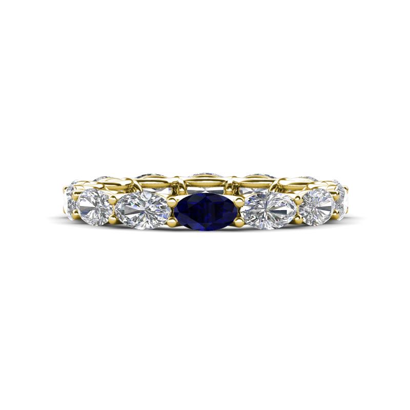 Madison 5x3 mm Oval Lab Grown Diamond and Blue Sapphire Eternity Band 