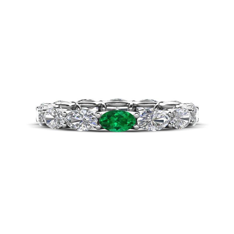 Madison 5x3 mm Oval Lab Grown Diamond and Emerald Eternity Band 