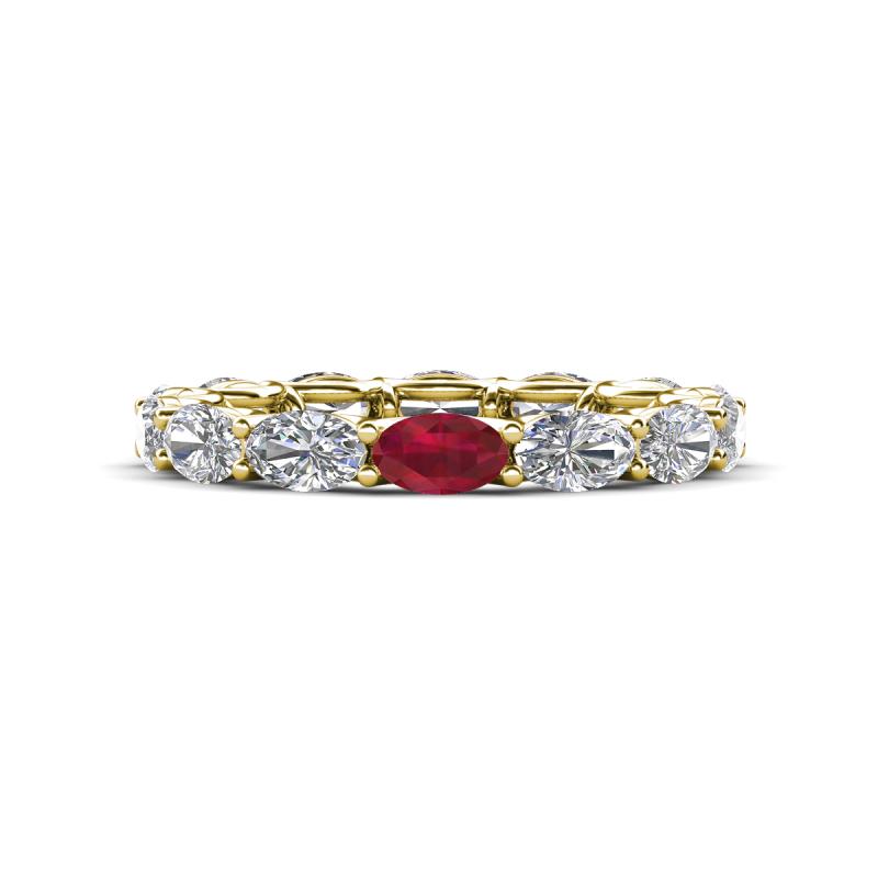 Madison 5x3 mm Oval Lab Grown Diamond and Ruby Eternity Band 