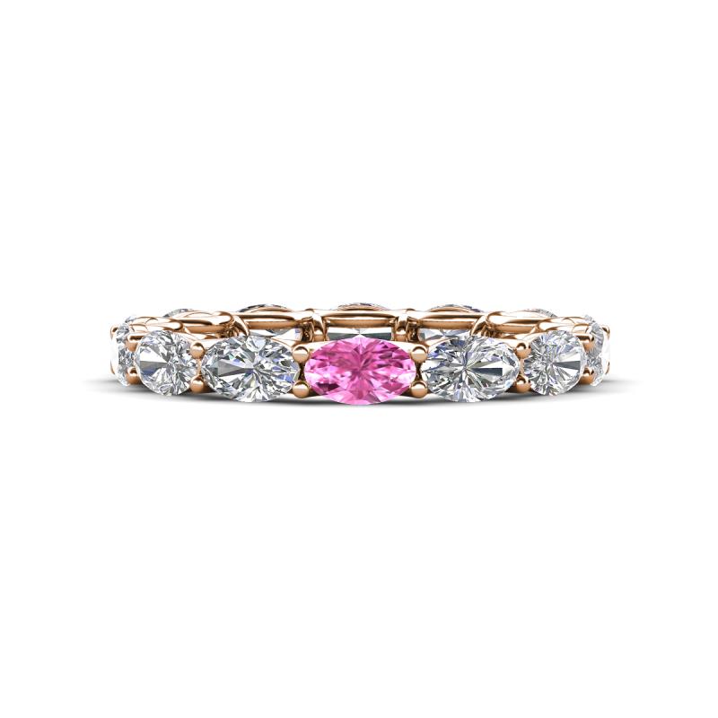 Madison 5x3 mm Oval Lab Grown Diamond and Pink Sapphire Eternity Band 